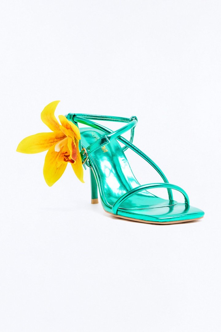 Seaside Mood Flower Heels - Turquoise/combo