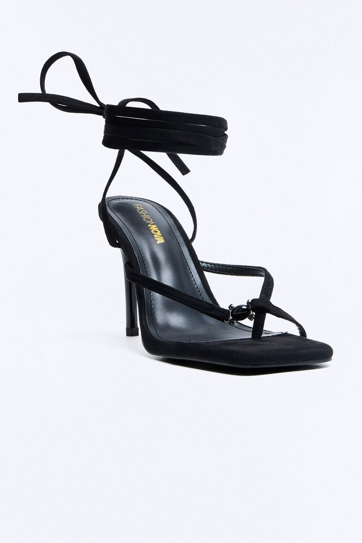 Built Different Suede Wrap Up Heels - Black