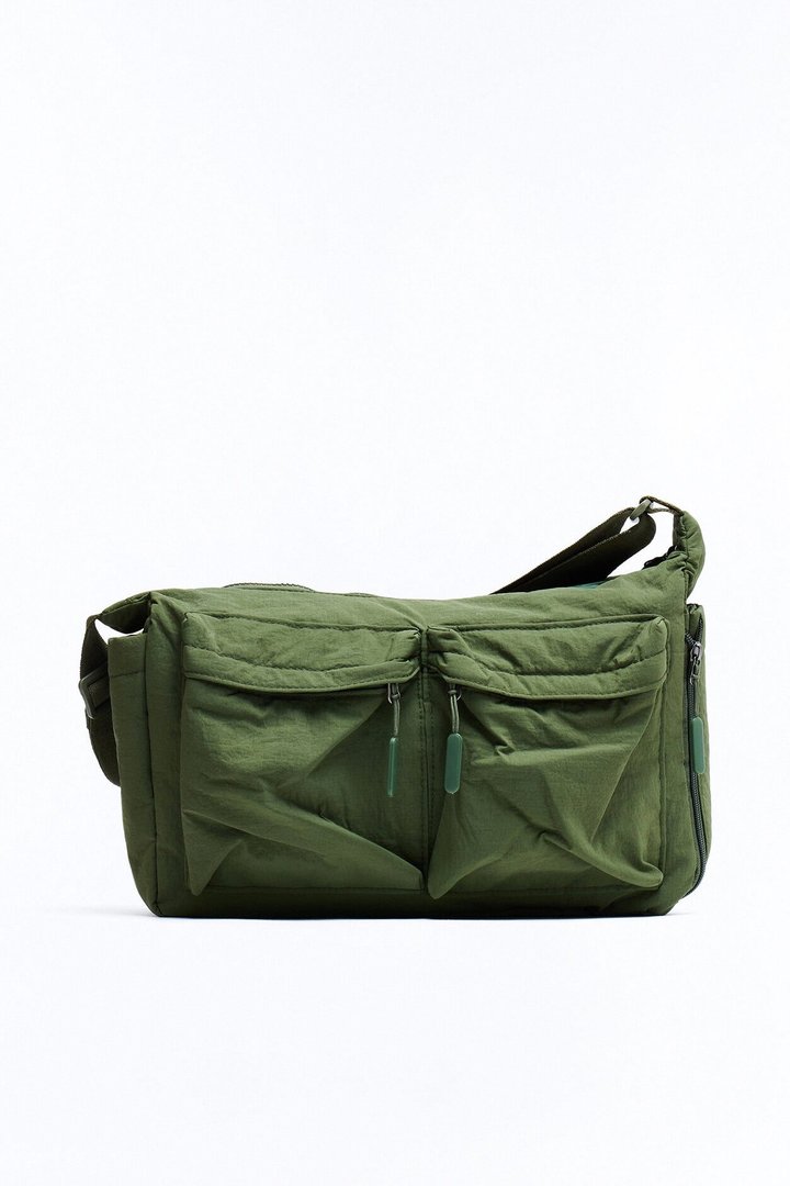 On The Go Utility Travel Messenger Bag - Olive