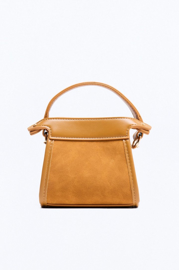 Fun Size Mini Faux Leather Crossbody Bag - Cognac