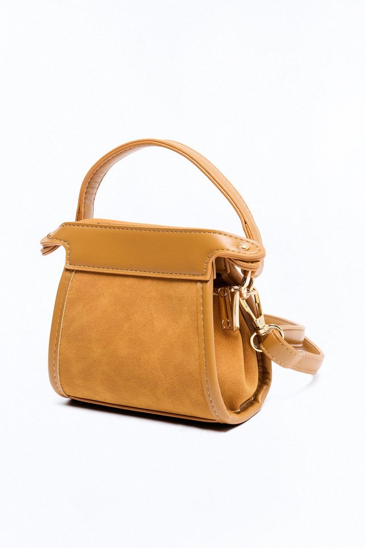 Fun Size Mini Faux Leather Crossbody Bag - Cognac