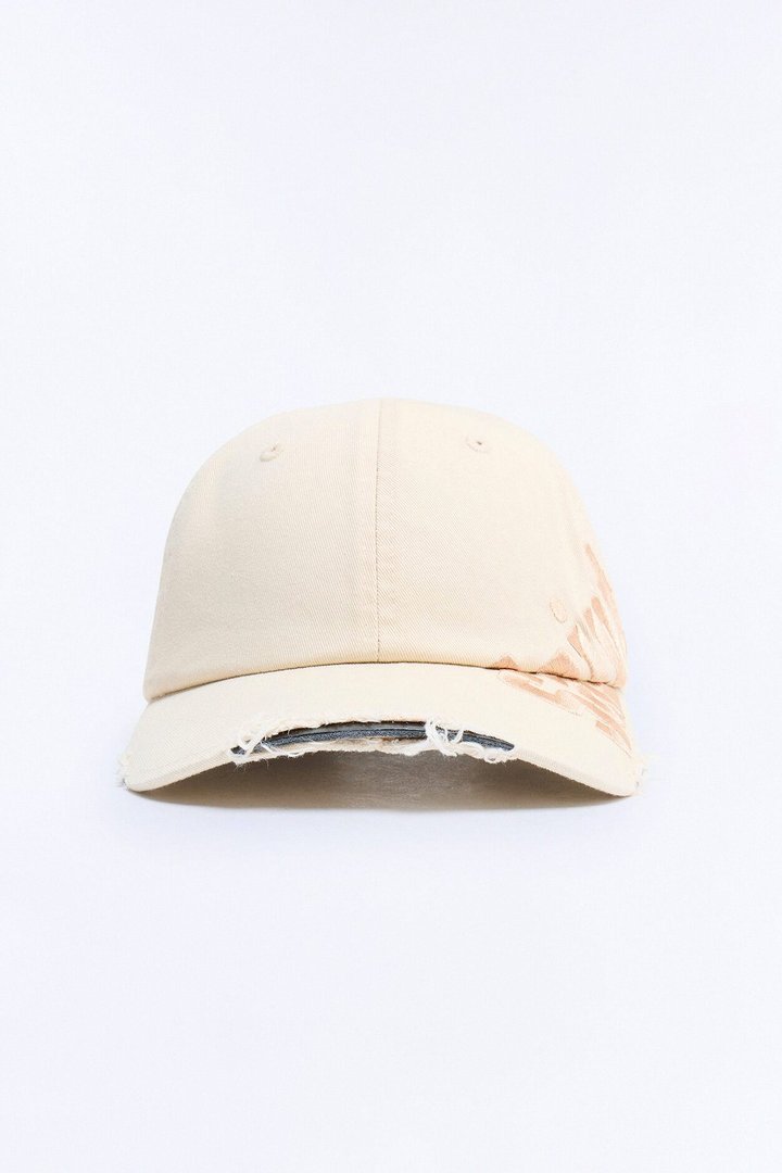 Saint Distressed Snapback Hat - Stone