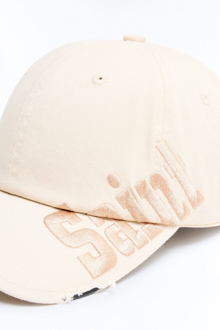Saint Distressed Snapback Hat - Stone