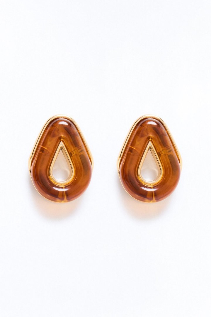 Timeless Jeweled Stud Earrings - Gold/Brown