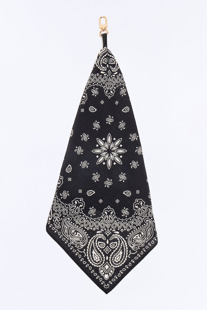 Paisley Western Graphic Bandana Keychain - Black