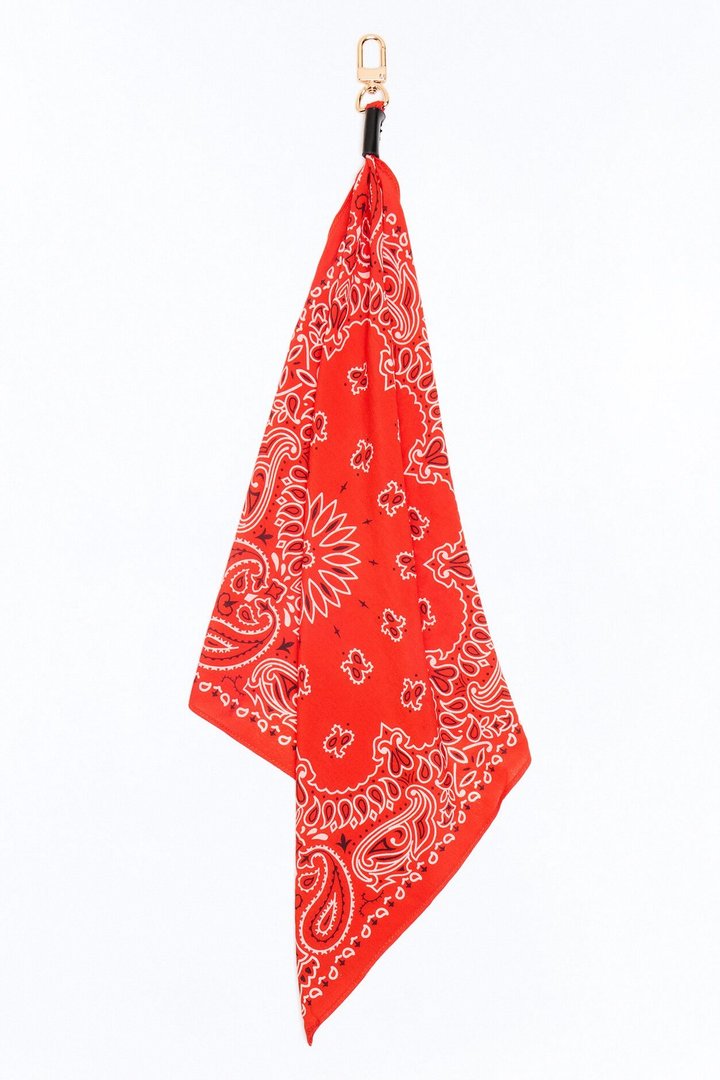 Paisley Western Graphic Bandana Keychain - Red