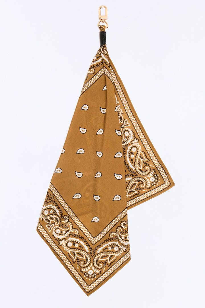 Western Paisley Graphic Bandana Keychain - Brown