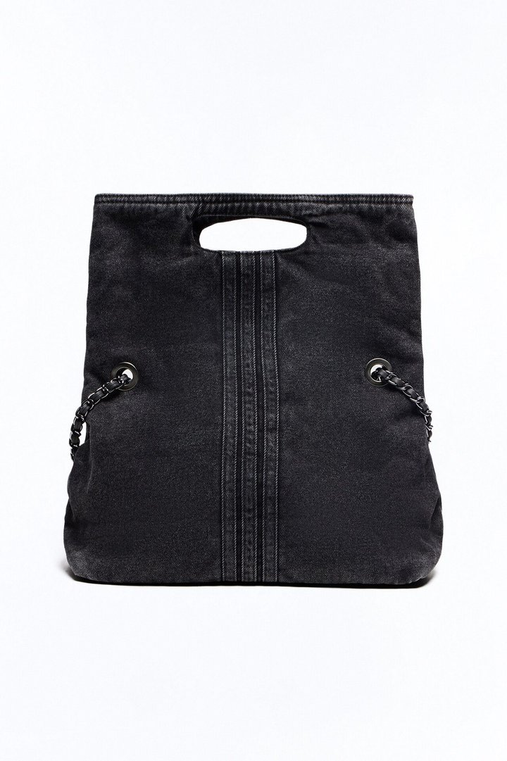 Out With The Girls Denim Shoulder Bag - Black
