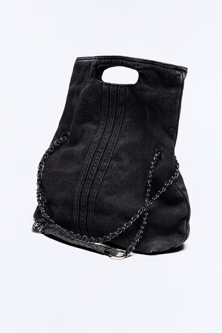 Out With The Girls Denim Shoulder Bag - Black