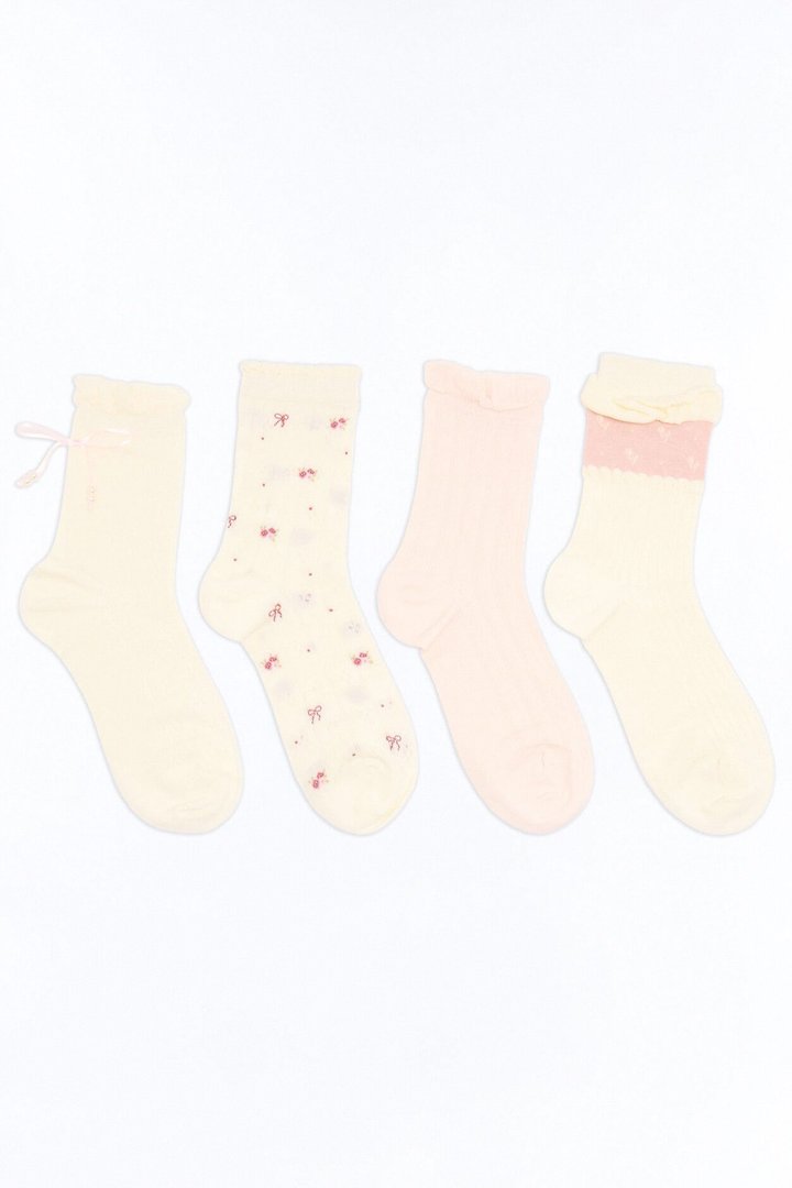 Be Gentle 4 Pack Crew Socks - White/combo