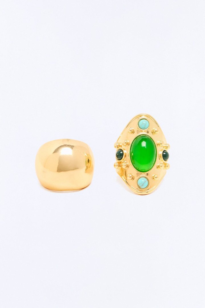 Sunlit Moments 2 Piece Ring Set - Gold/combo