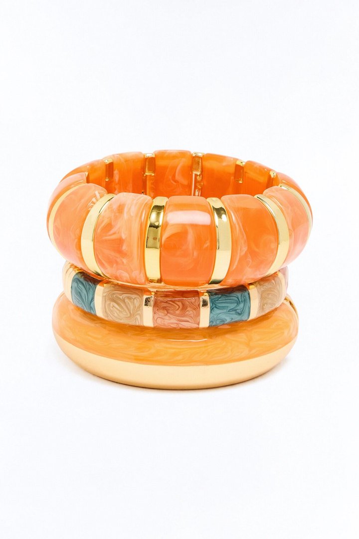 Sunset Daiquiri 3 Piece Bracelet Set - Orange/combo