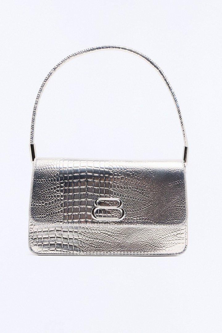 Croc Chic Handbag - Silver