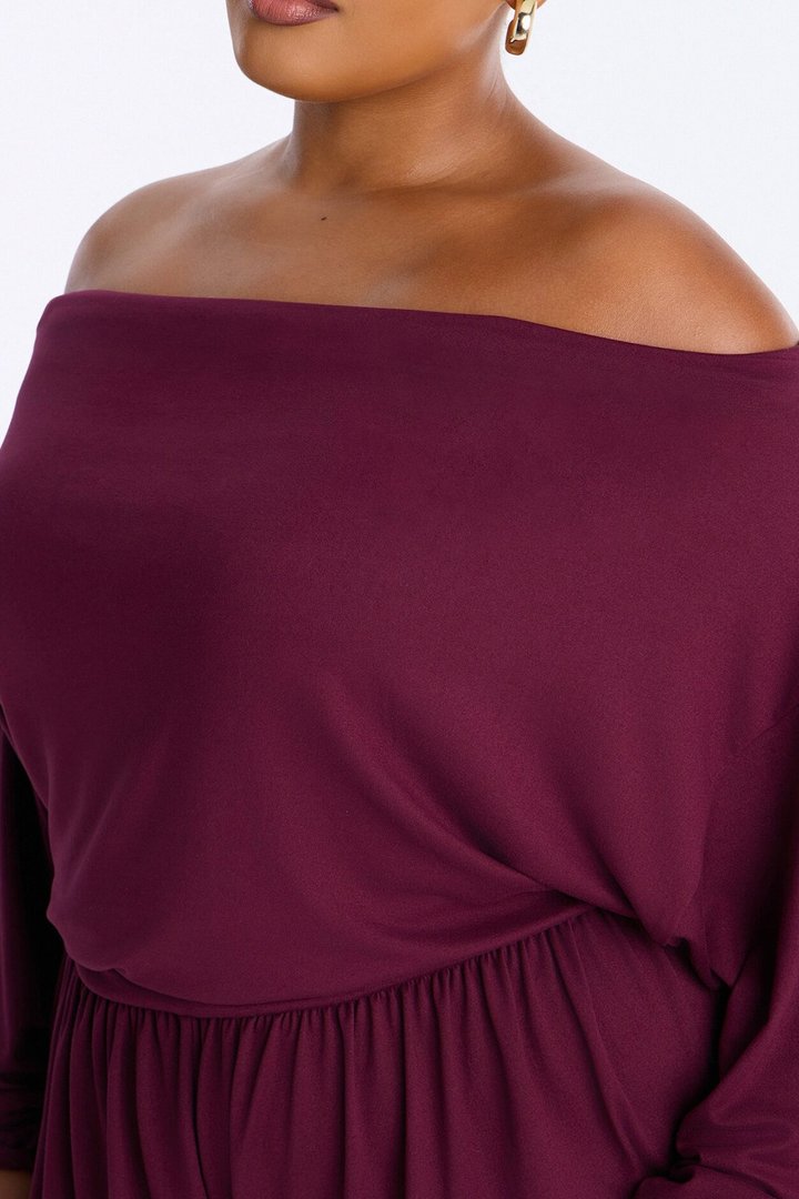 Amelia Off Shoulder Flowy Romper - Plum