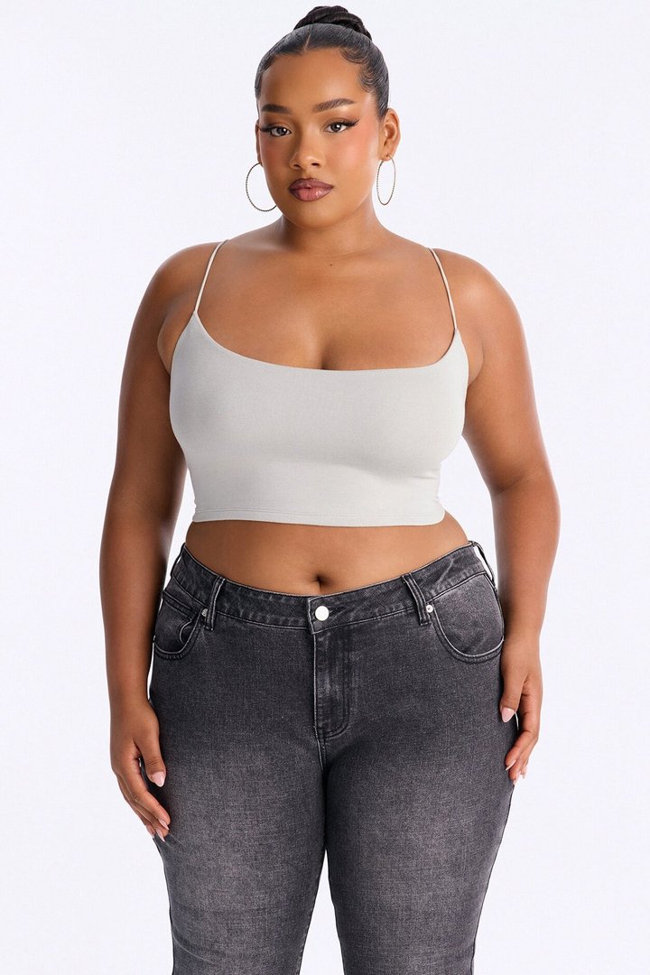 Kiki Super Cropped Top - Light Grey