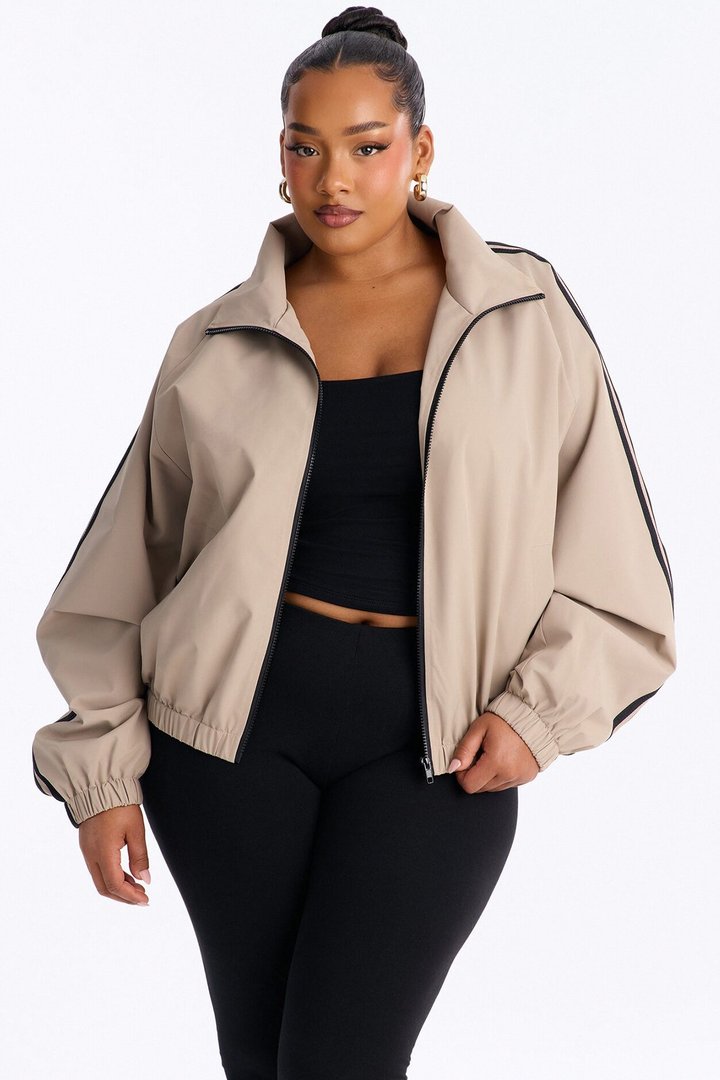 Trackstar Contrast Windbreaker Jacket - Khaki/combo