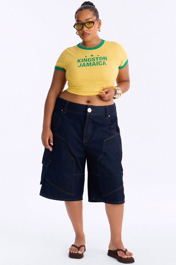 Kingston Jamaica Baby Tee - Yellow/combo