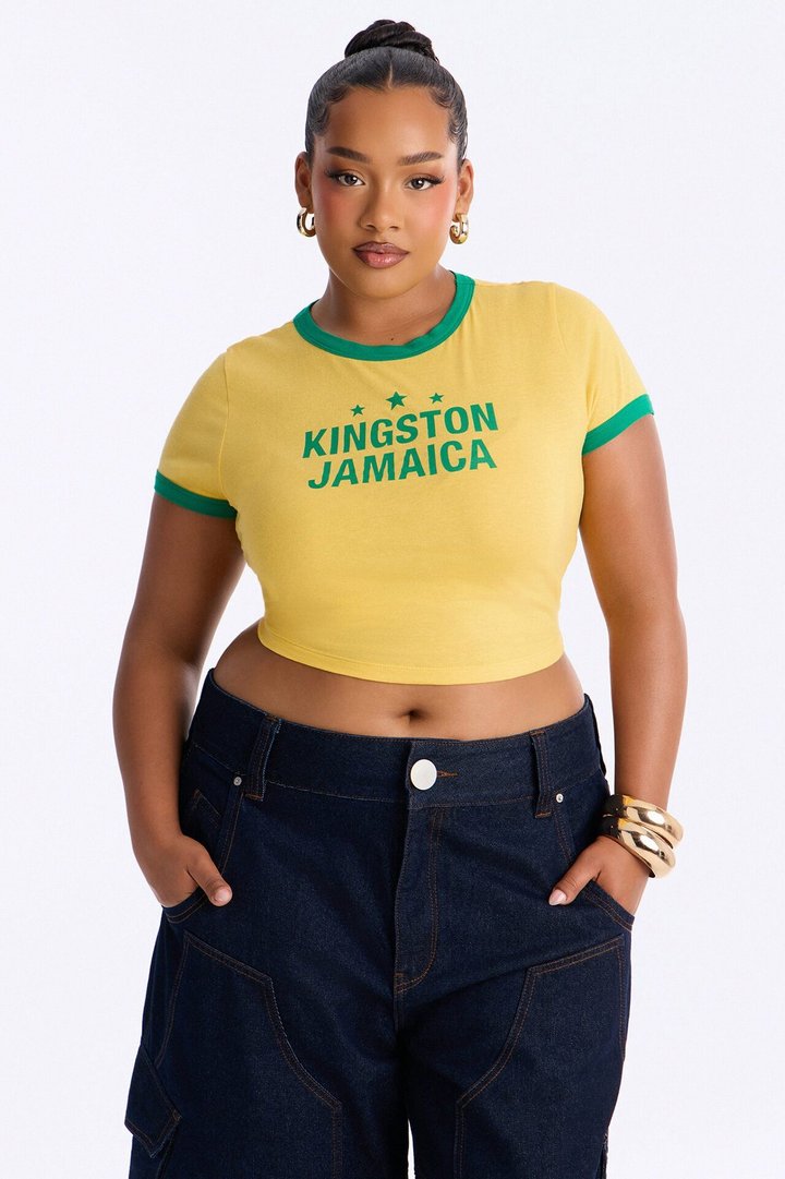 Kingston Jamaica Baby Tee - Yellow/combo
