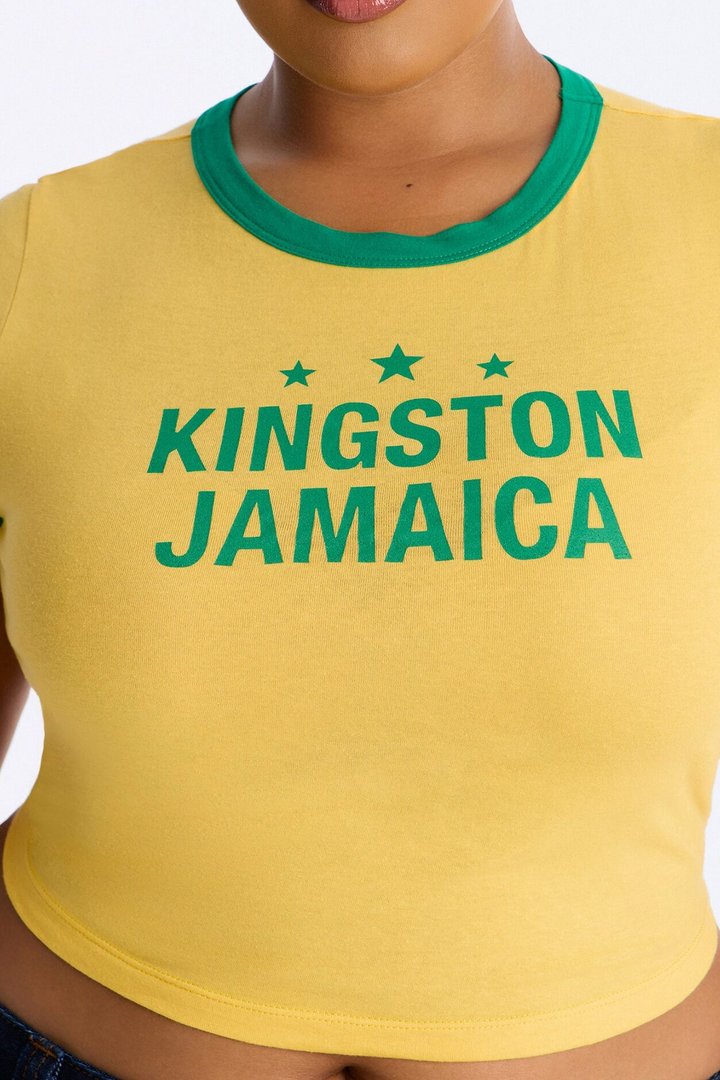 Kingston Jamaica Baby Tee - Yellow/combo