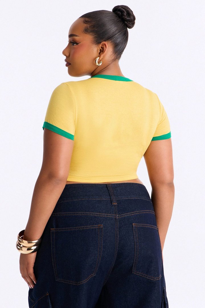 Kingston Jamaica Baby Tee - Yellow/combo