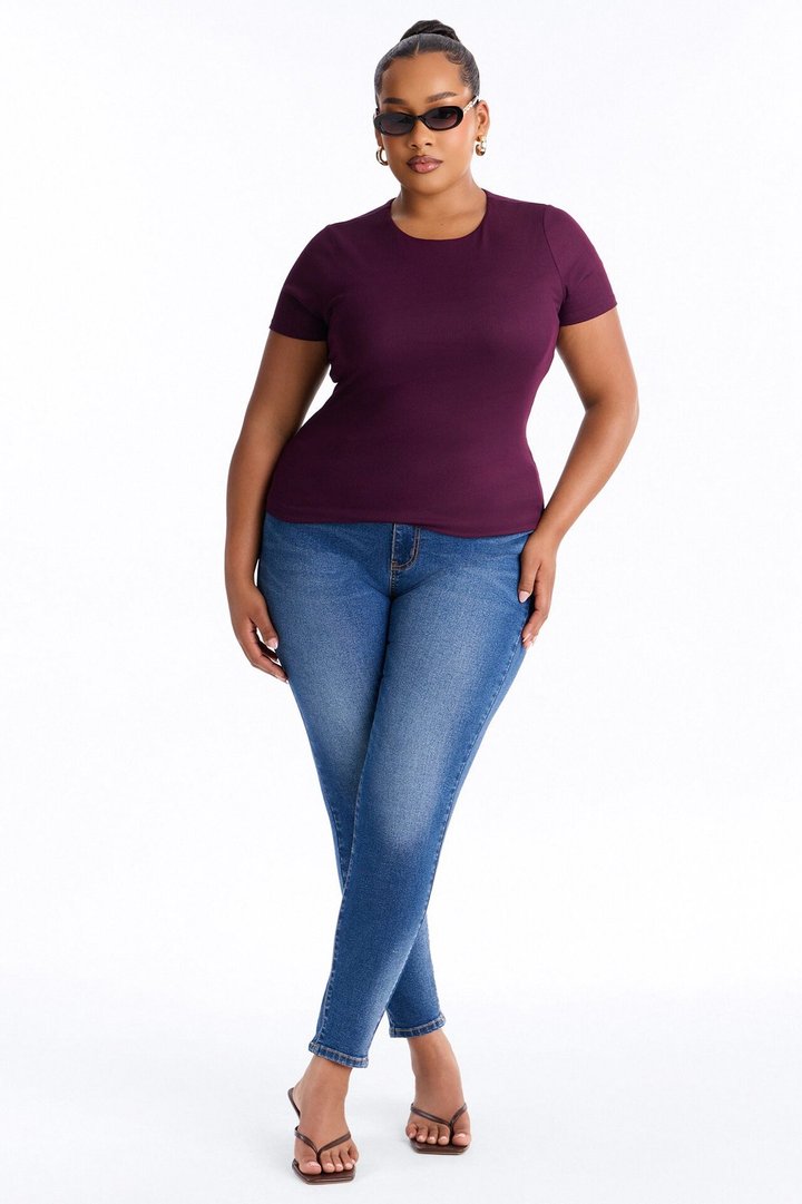 Chloe Crew Neck Short Sleeve Tee - Plum