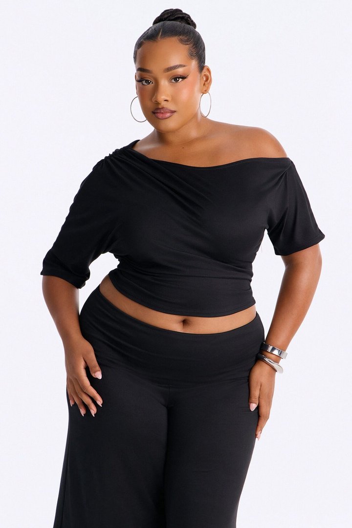 Maria Off Shoulder Gaucho Pant Set - Black