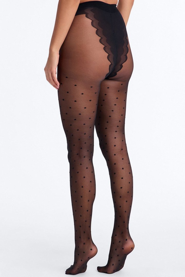 Night Polka Dot Sheer Tights - Black
