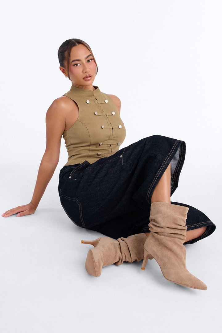 Newark Ruched Booties - Sand