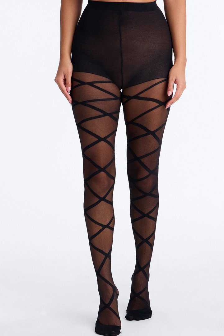 Strap You In Sheer Tights - Black