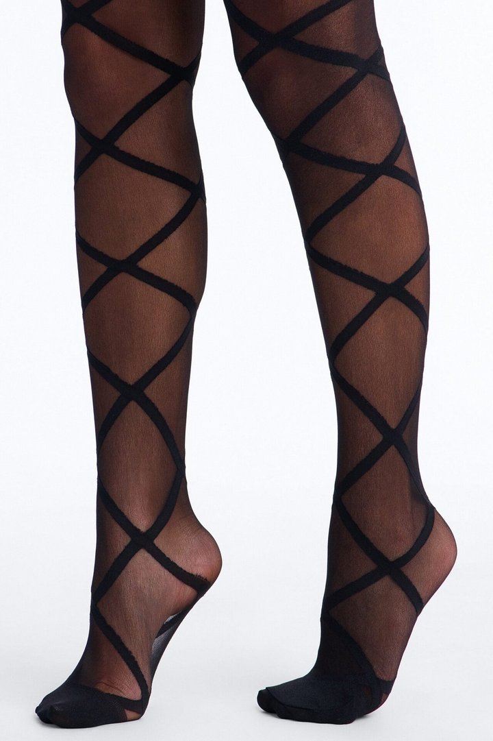 Strap You In Sheer Tights - Black