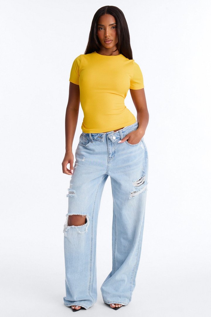 Chloe Crew Neck Short Sleeve Tee - Orange