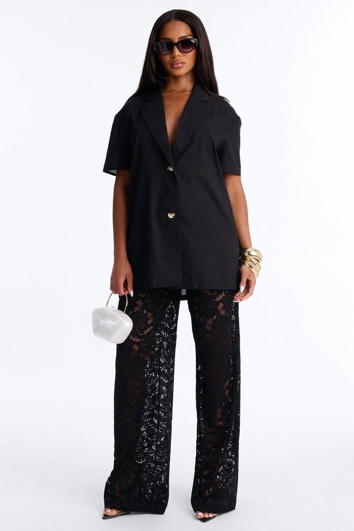 Understated Chic Laced Pant Set - Black