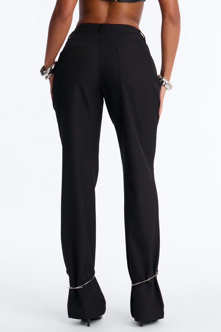 Guiliana Metal Cuffed Straight Leg Trouser - Black