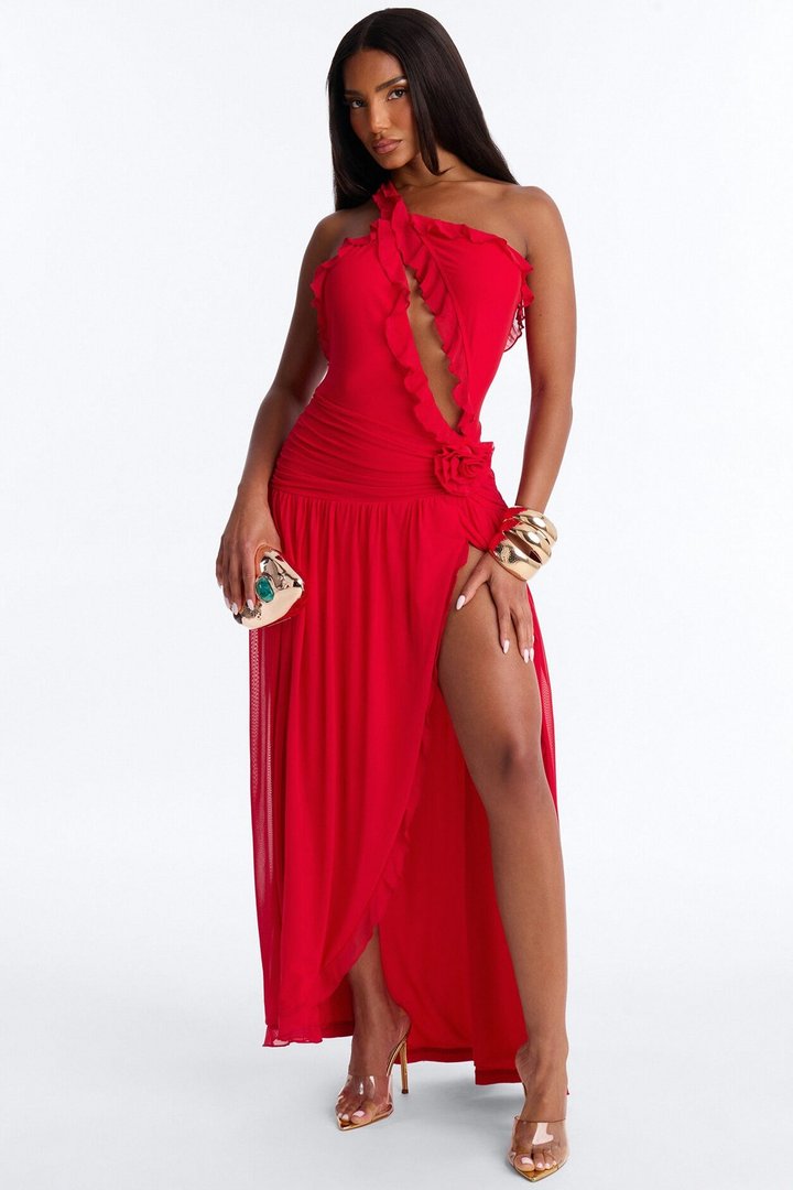 If Looks Could Kill Mesh Maxi Dress - Red