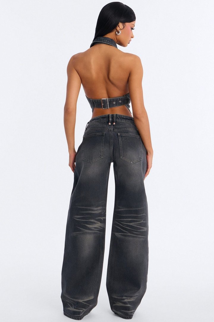 Vera Halter Denim Pant Set - Black Wash