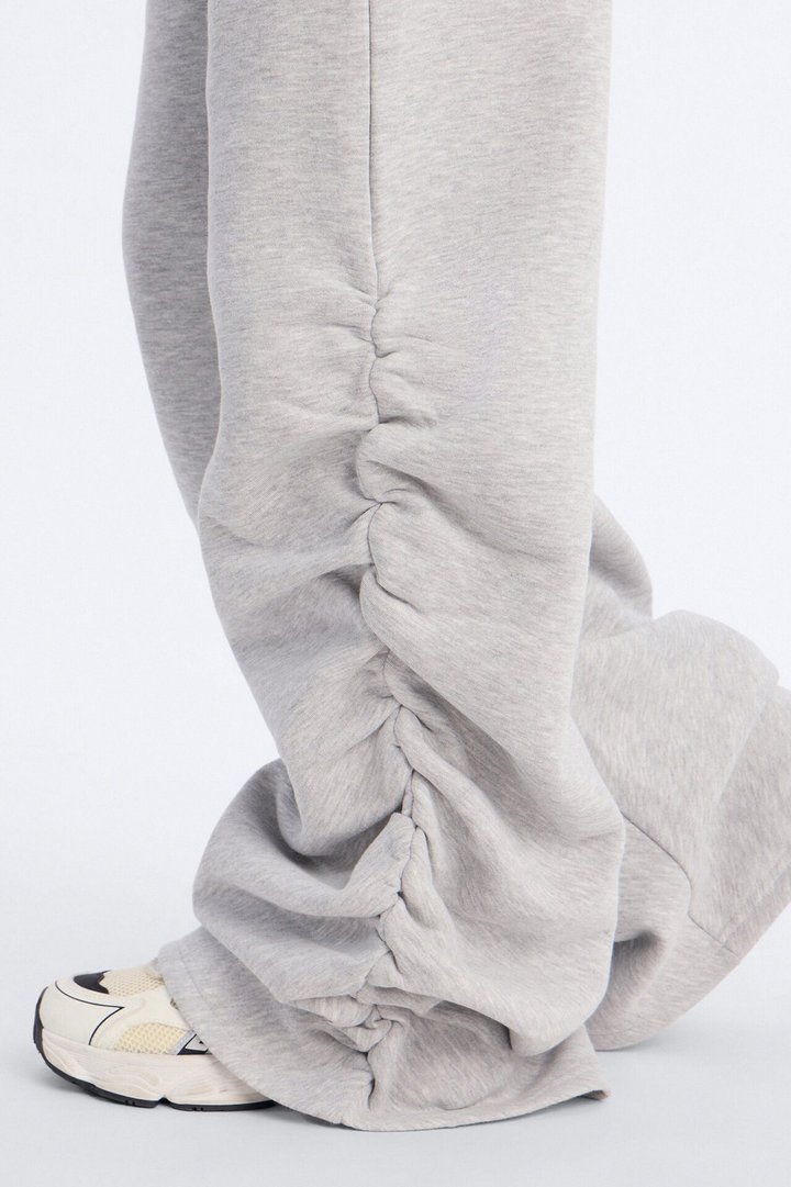 Meghan Ruched Leg Fleece Lounge Pant - Heather Grey