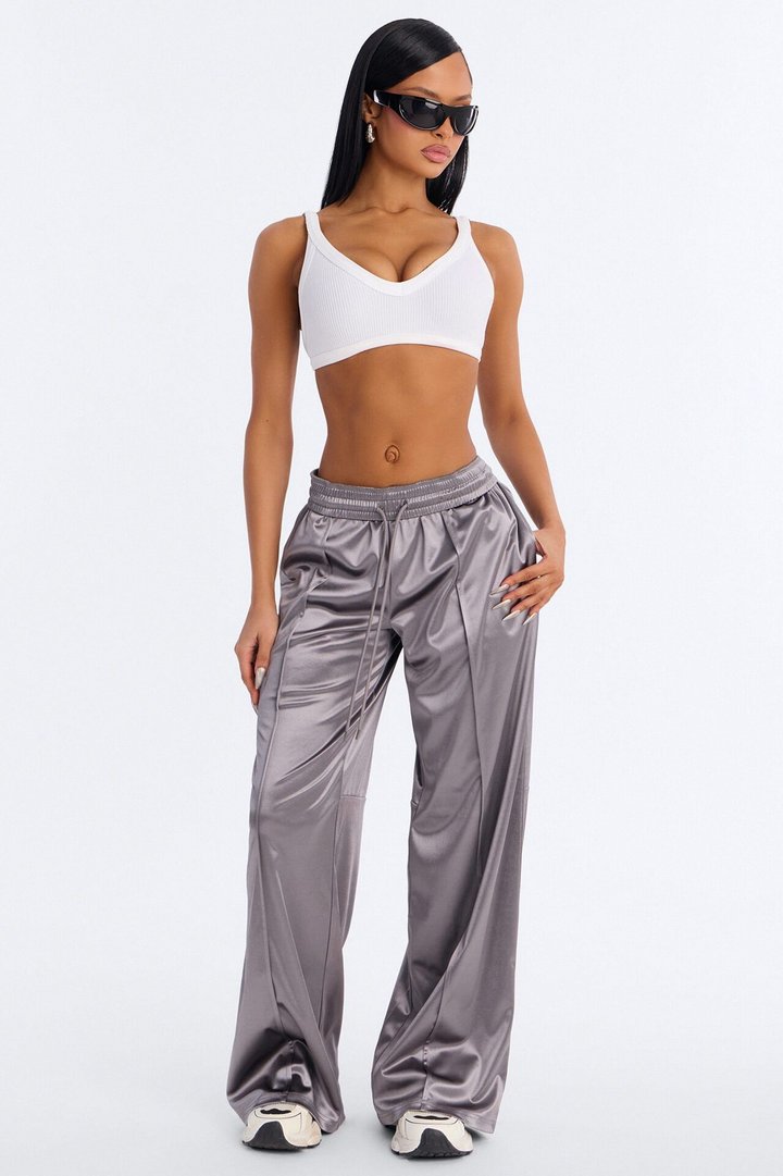 Everyday Essential Shiny Track Pant - Gunmetal