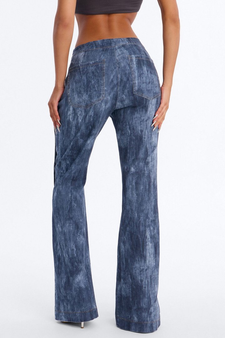 Yacht Thoughts Button Front Straight Leg Pant - Blue Wash