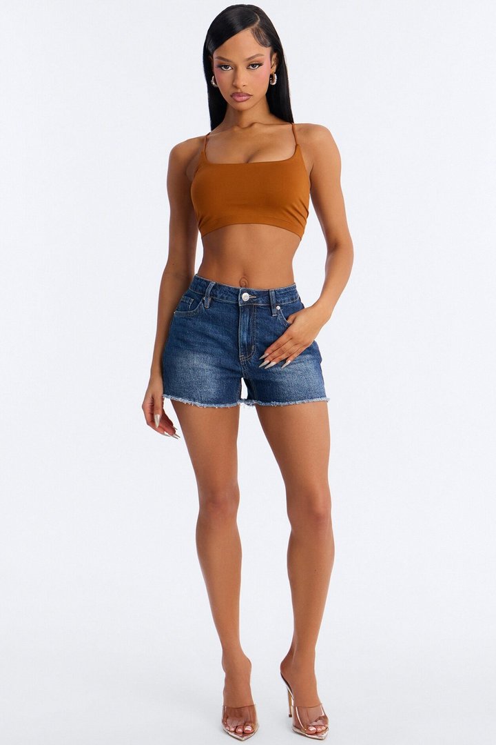 Denise Cut Off Denim Shorts - Dark Wash