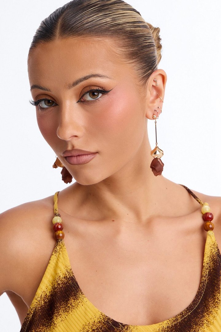 All Mine Floral Drop Earrings - Brown