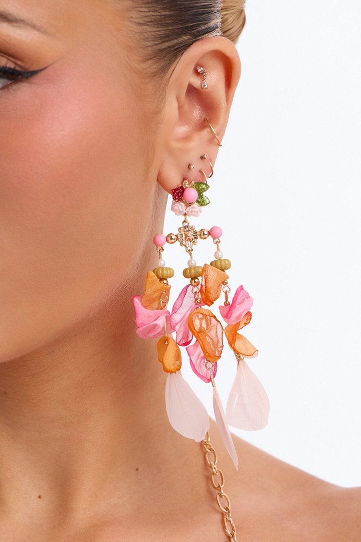 Rosy Pop Drop Earrings - Multi Color
