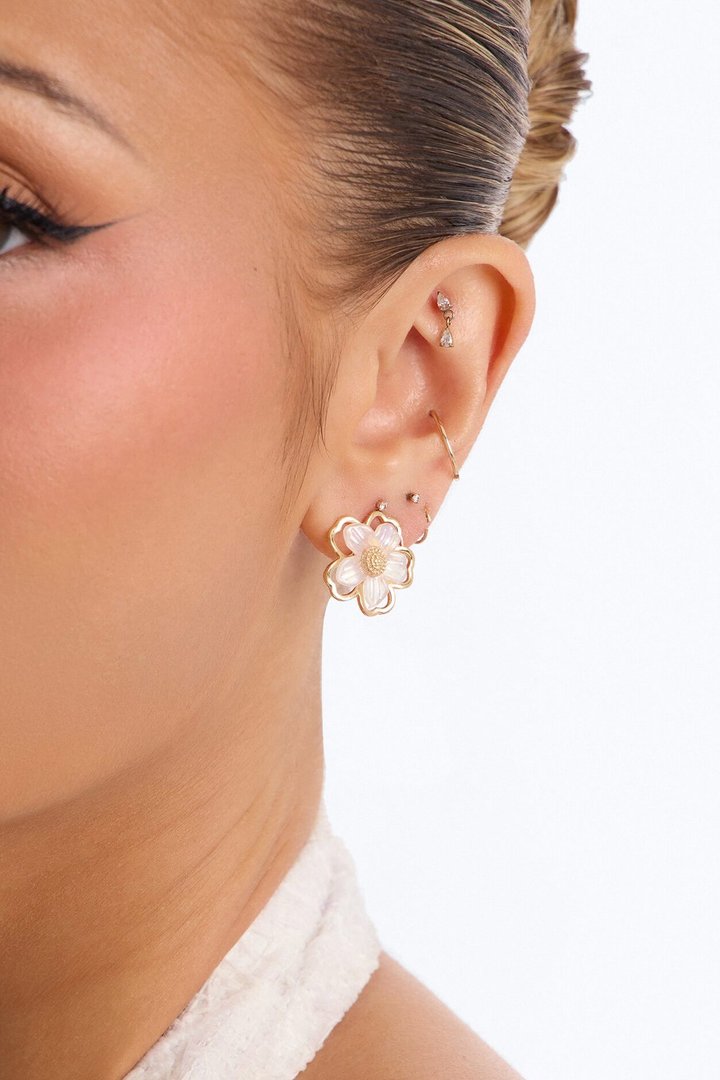 Be Timeless Pearl 5 Pair Multi Earring Set - Gold/combo