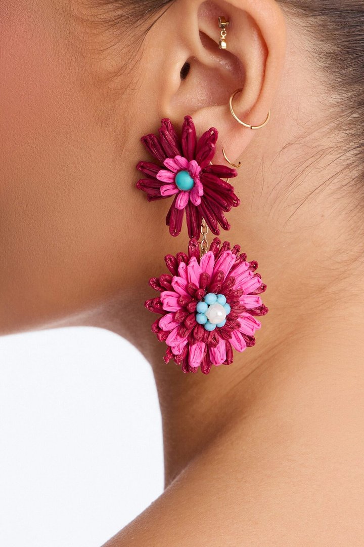Hibiscus Blossom Earrings - Plum