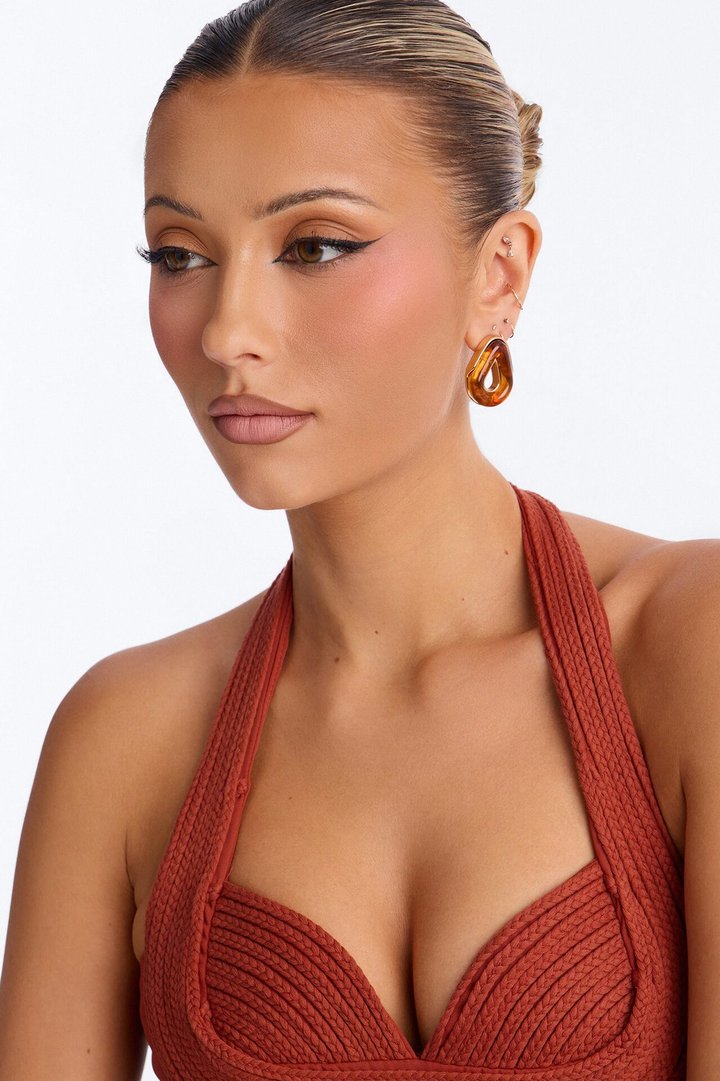 Timeless Jeweled Stud Earrings - Gold/Brown