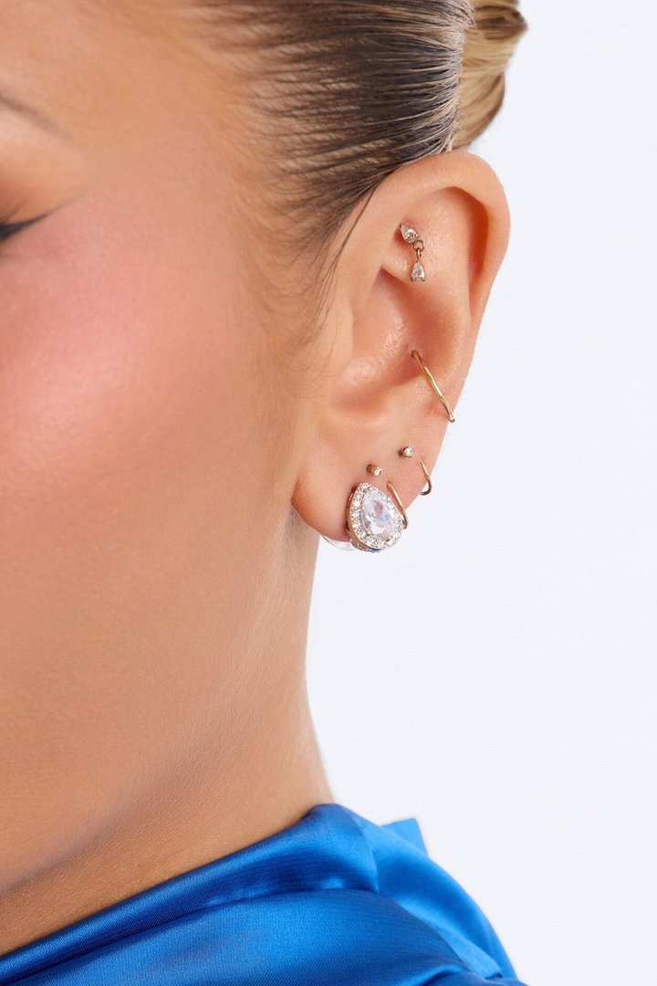 Cubic Zirconia Radiant Tear Drop Earrings - Silver