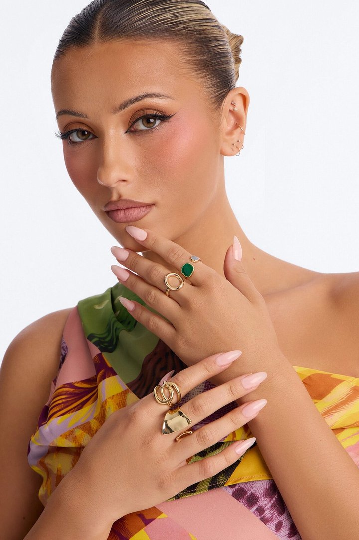 This Or That 4 Piece Ring Set - Gold/combo