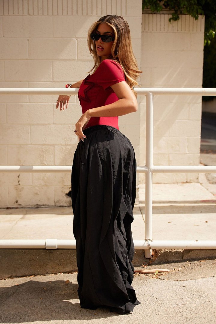 Jade Ruffled Jogger Pant - Black