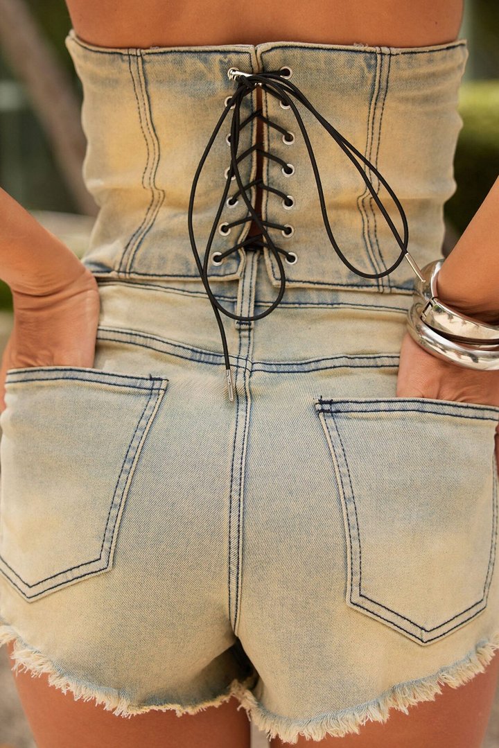 Desert Sol Denim Short Set - Light Wash