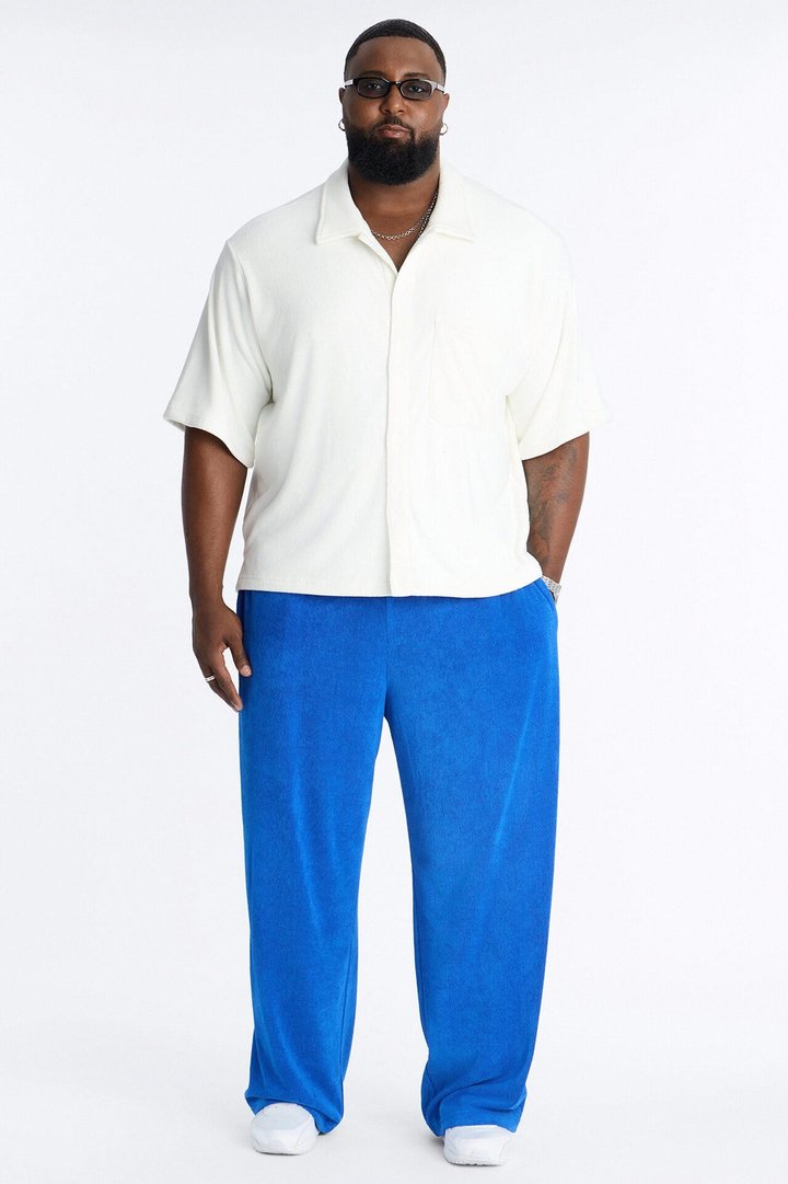 Classic Terry Cloth Button Up Shirt - White