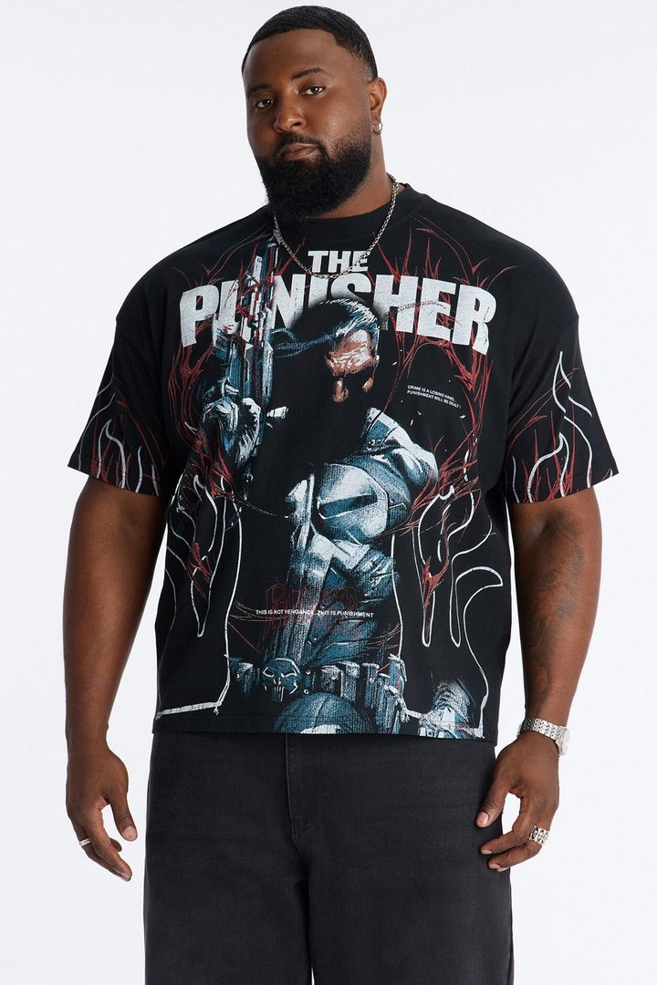 The Punisher Heavy Weight Boxy Short Sleeve Tee - Black